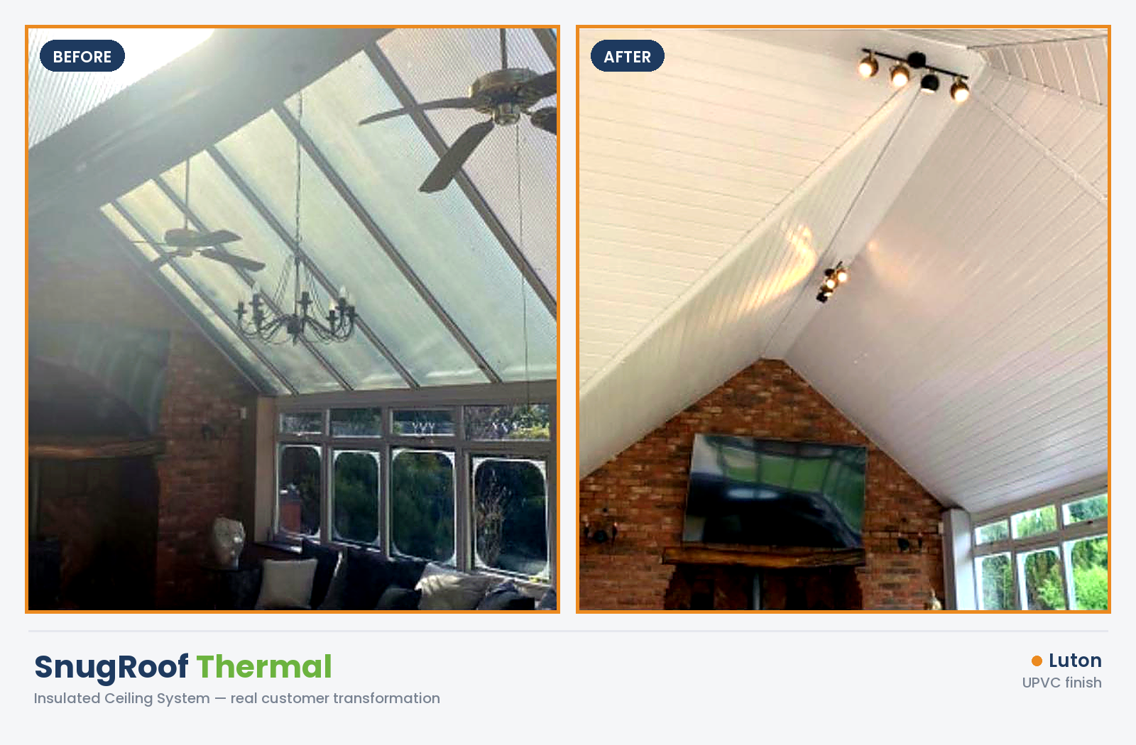 SnugRoof Thermal before and after — Luton