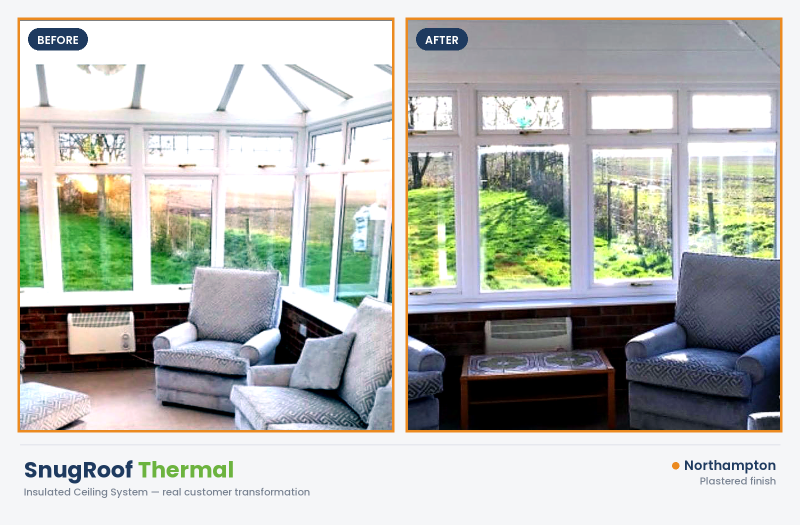 SnugRoof Thermal before and after — Northampton