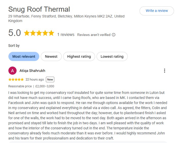 Screenshot of the original five-star Google review left by Atiqa Shahrukh. Full wording is written out above.