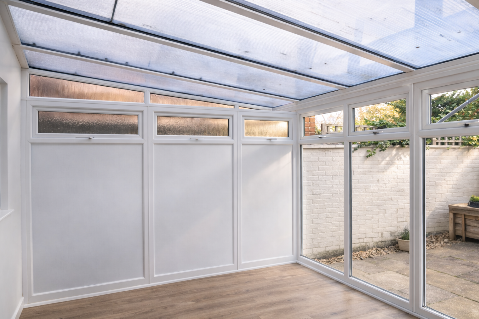 Lean-To Transformation, Northampton conservatory interior before insulation