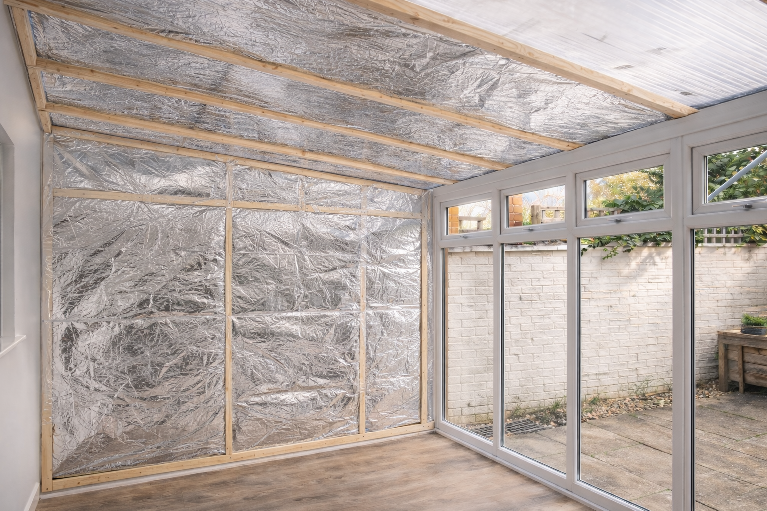 SnugRoof multifoil insulation fitted across ceiling and walls