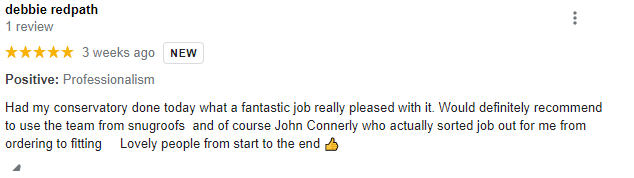 Screenshot of the original five-star Google review left by Debbie Redpath. Full wording is written out above.