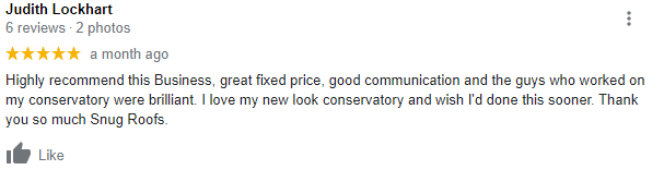 Screenshot of the original five-star Google review left by Judith Lockhart. Full wording is written out above.