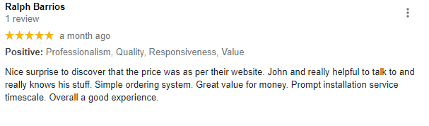 Screenshot of the original five-star Google review left by Ralph Barrios. Full wording is written out above.